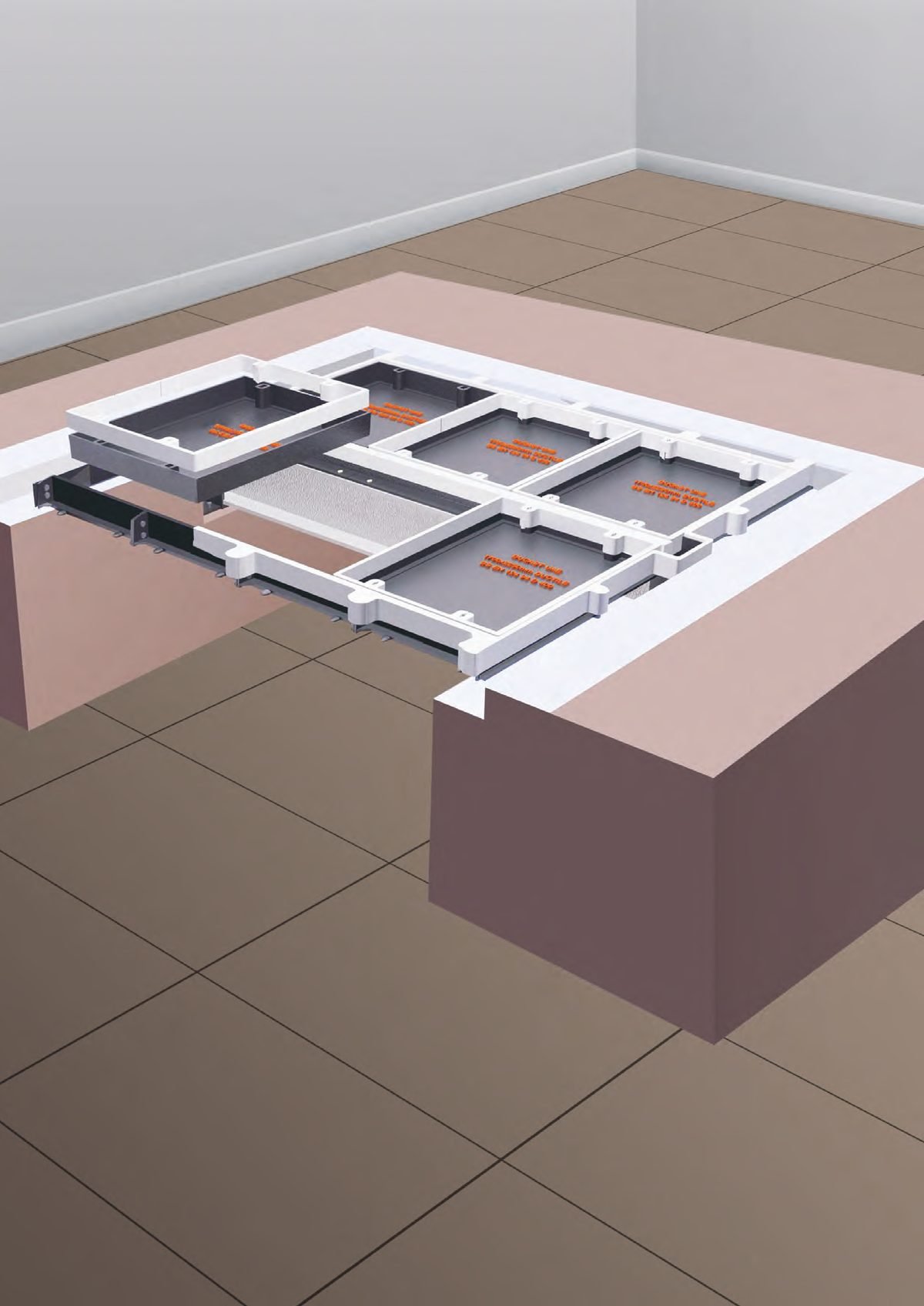 Steel Cladding Recessed Covers — render cladding cutaway