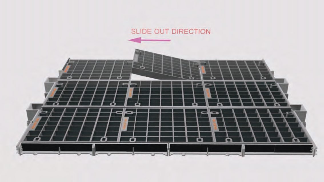 Slide-out direction along the run